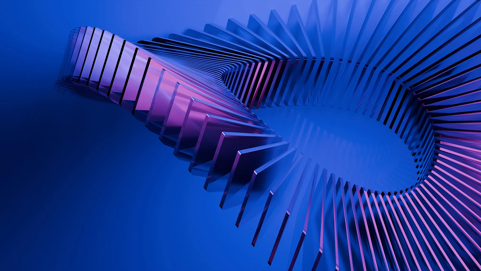 Abstract blue and purple geometric structure representing advanced manufacturing technology